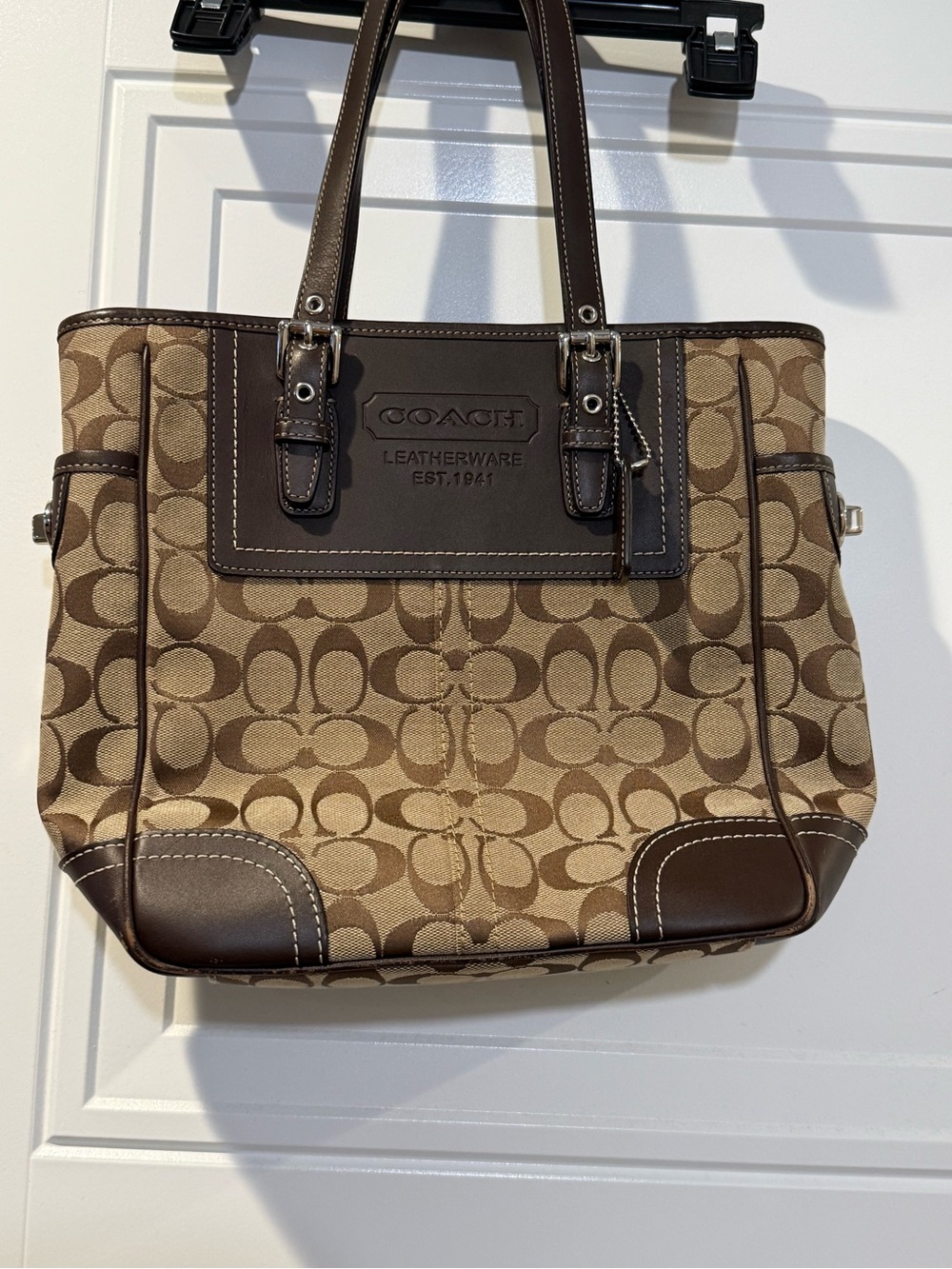 Coach Tan and Brown Signature Canvas Tote